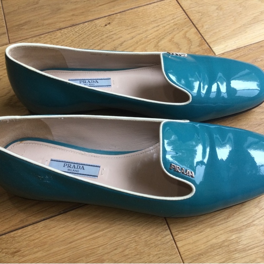 Prada Blue Patent Leather Flats